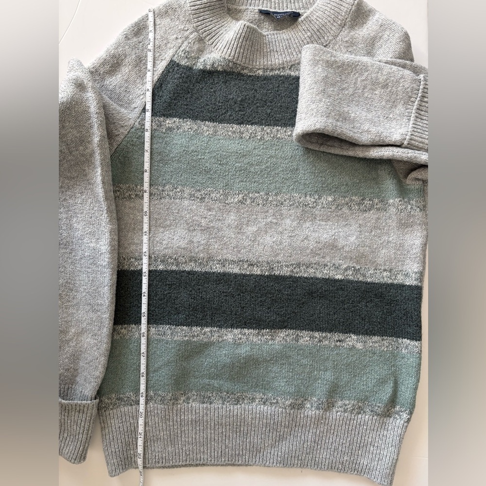 Denver Hayes Striped Ribbed Crewneck Sweater Grey Green XS - Picture 7 of 9